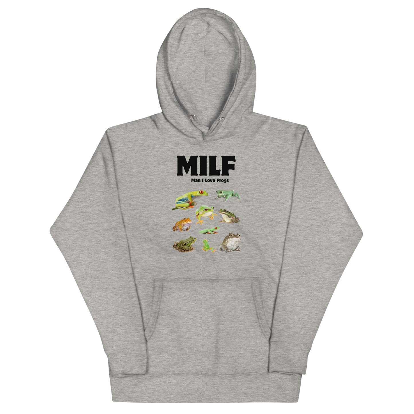 Funny Man I Love Frogs premium graphic hoodie in carbon grey by Boozy Fox