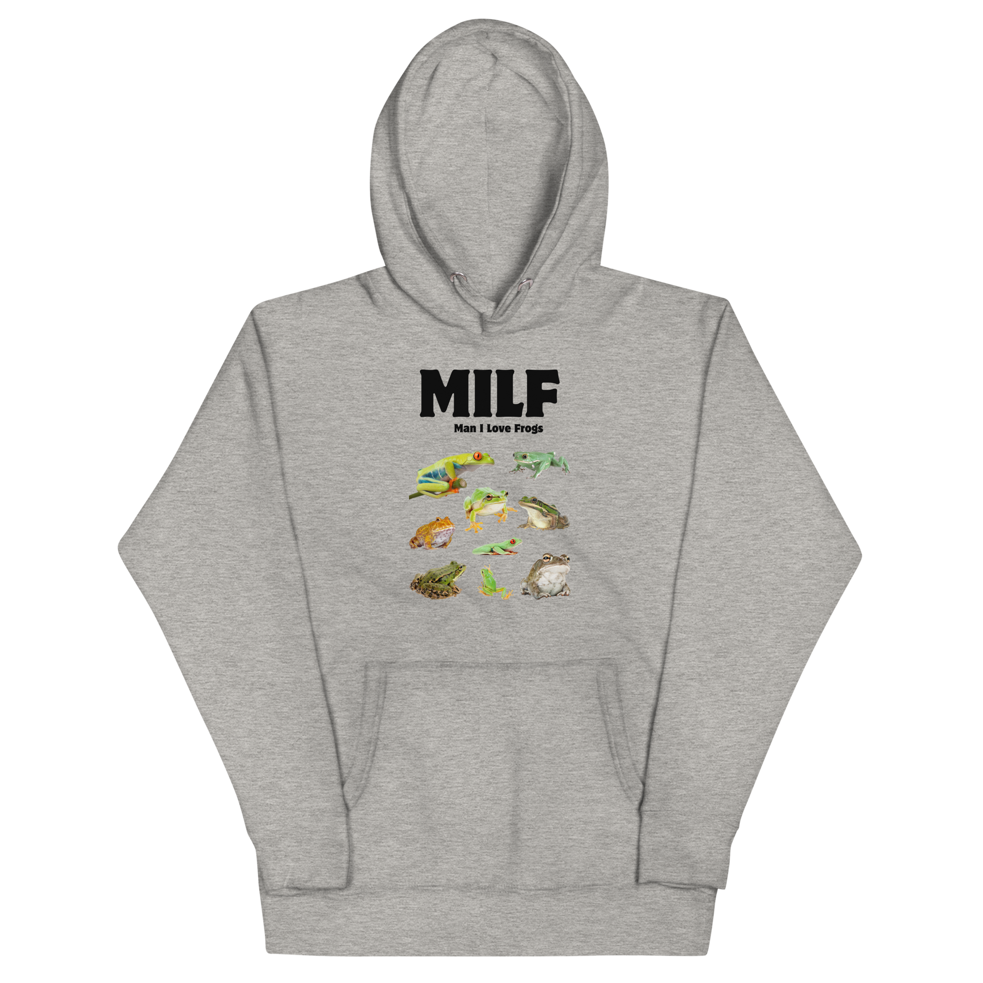 Funny Man I Love Frogs premium graphic hoodie in carbon grey by Boozy Fox