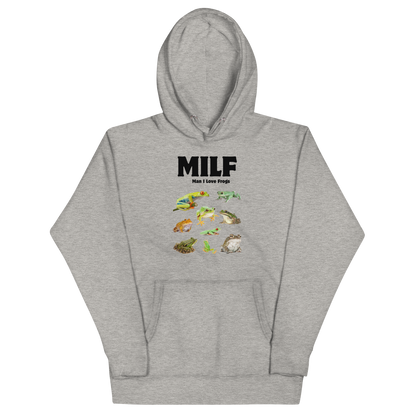 Funny Man I Love Frogs premium graphic hoodie in carbon grey by Boozy Fox