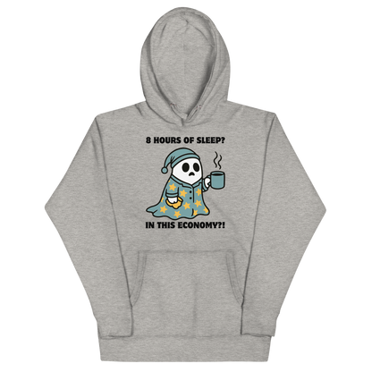 Funny 8 hours of sleep? In this economy?! Coffee premium graphic hoodie in carbon grey by Boozy Fox