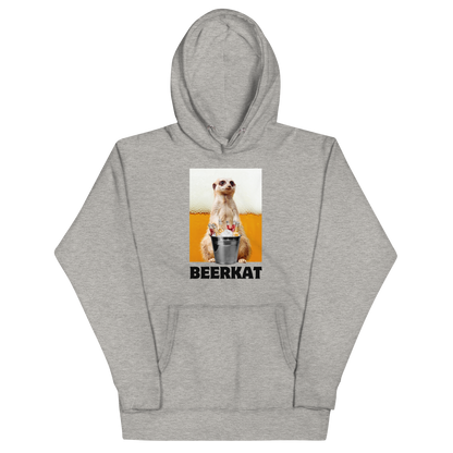 Funny Meerkat Beer premium graphic hoodie in carbon grey by Boozy Fox