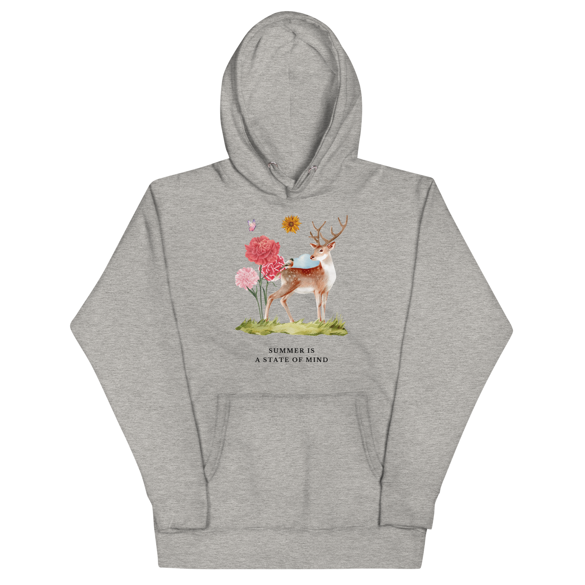 Funny Summer Is a State of Mind Deer premium graphic hoodie in carbon grey by Boozy Fox