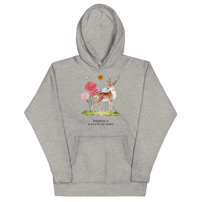 Funny Summer Is a State of Mind Deer premium graphic hoodie in carbon grey by Boozy Fox