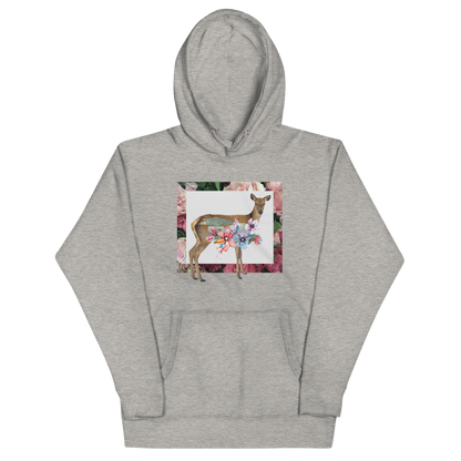 Funny Floral Deer summer premium graphic hoodie in carbon grey by Boozy Fox