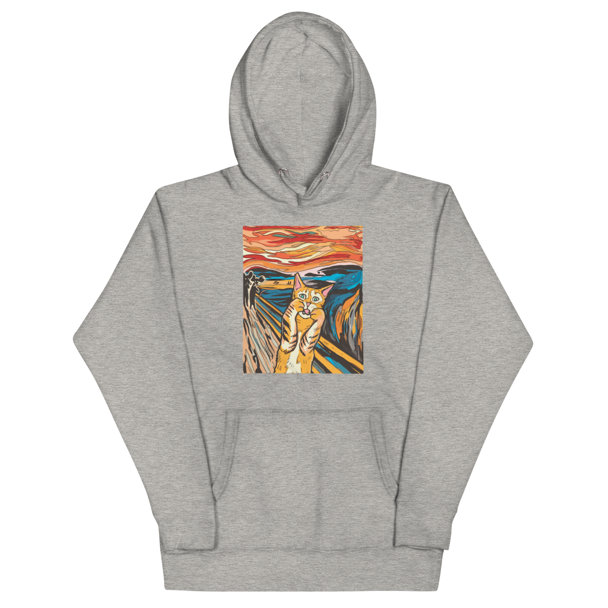 Funny The Screaming Cat parody premium graphic hoodie in carbon grey by Boozy Fox