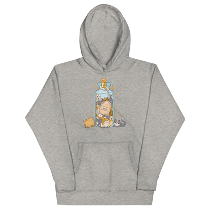 Funny Purrscription: Anti-depressants Cat premium graphic hoodie in carbon grey by Boozy Fox