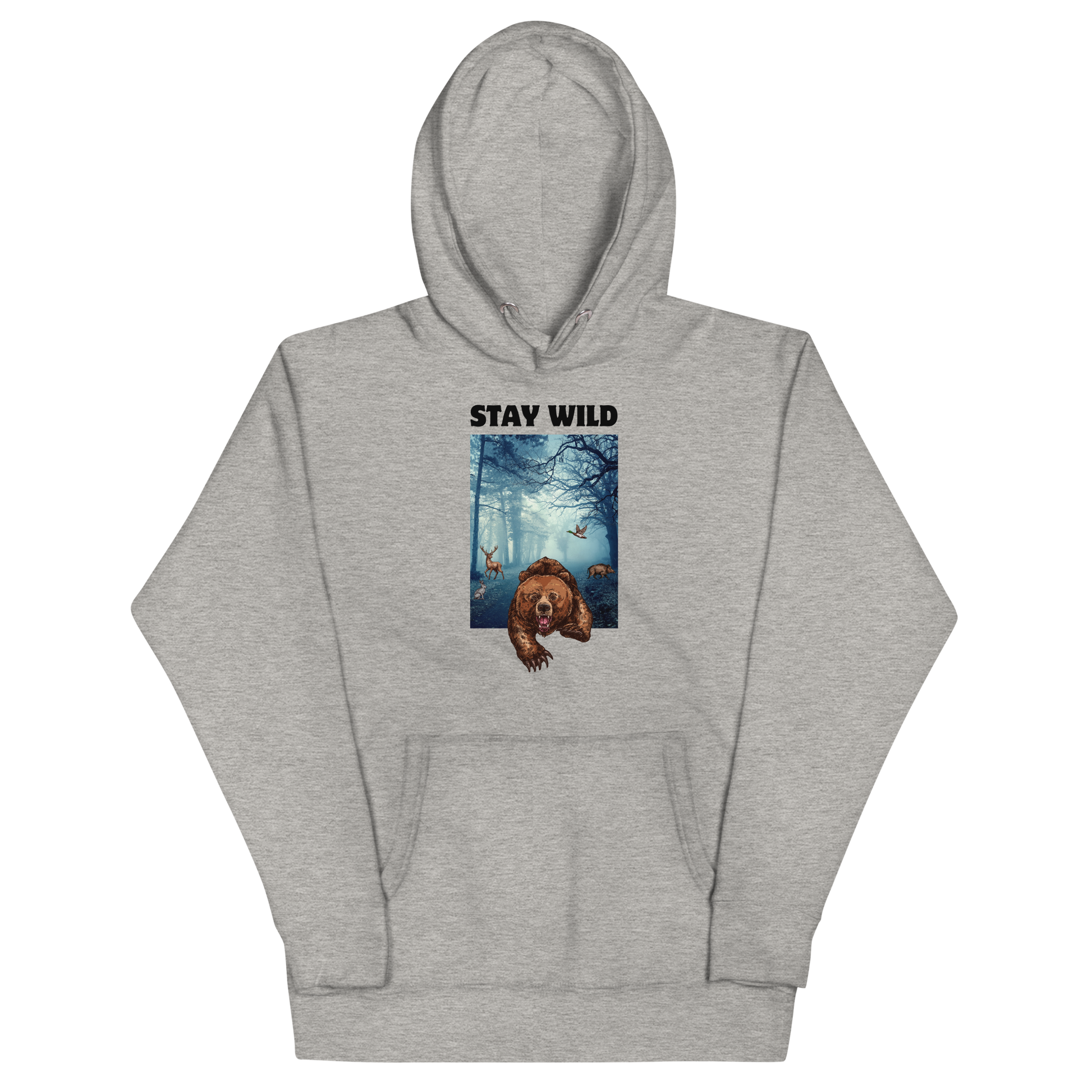 Funny Stay Wild Bear premium graphic hoodie in carbon grey by Boozy Fox