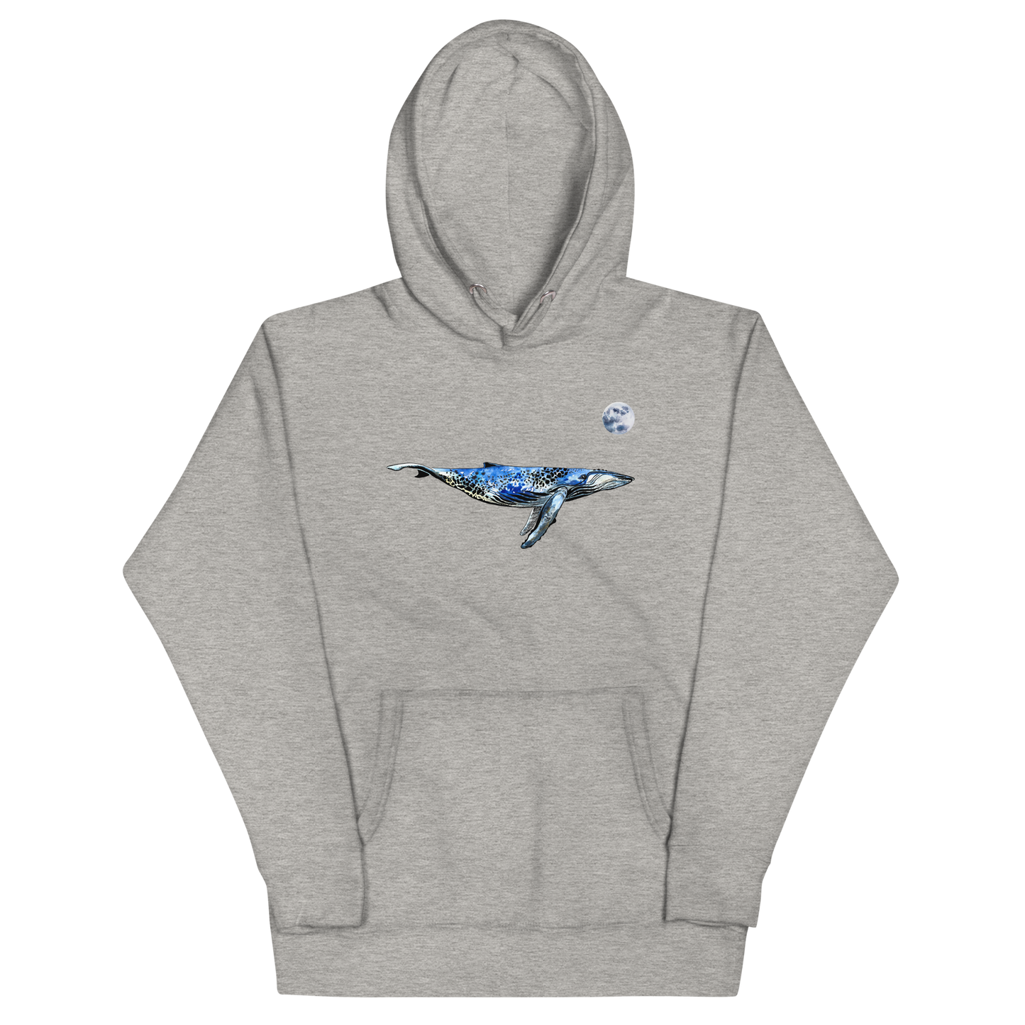 Funny Whale under the moon premium graphic hoodie in carbon grey by Boozy Fox