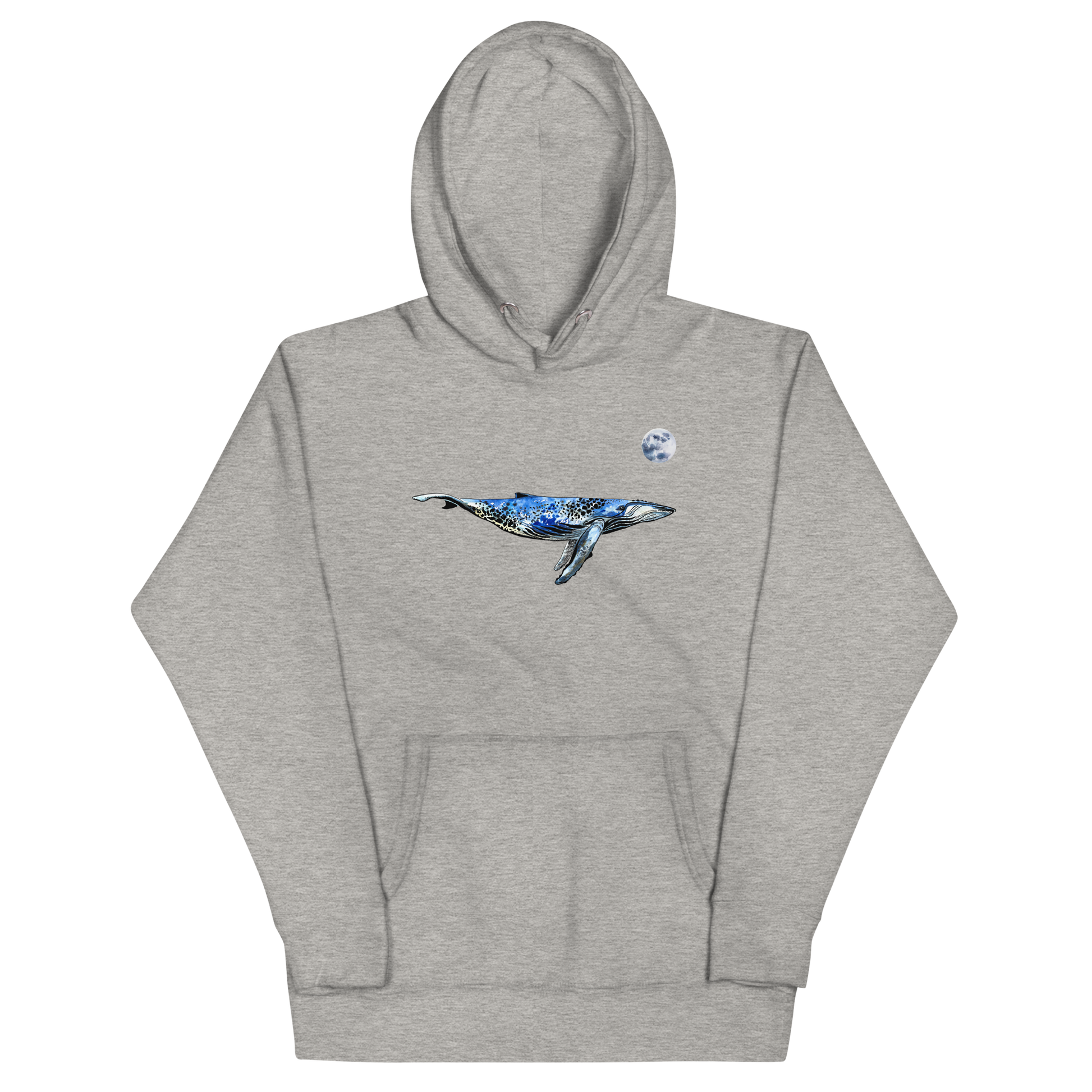 Funny Whale under the moon premium graphic hoodie in carbon grey by Boozy Fox