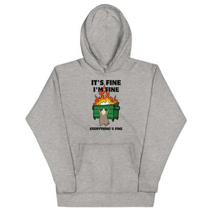 Funny Dumpster Fire Raccoon premium graphic hoodie in carbon grey by Boozy Fox