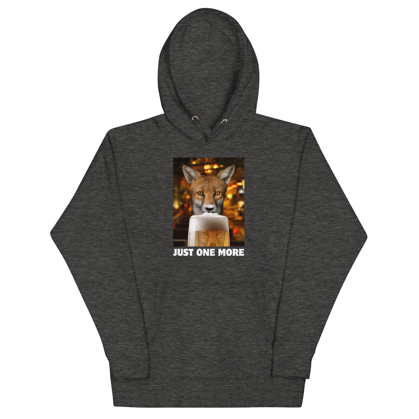 Funny Just One More Fox premium graphic hoodie in charcoal heather by Boozy Fox