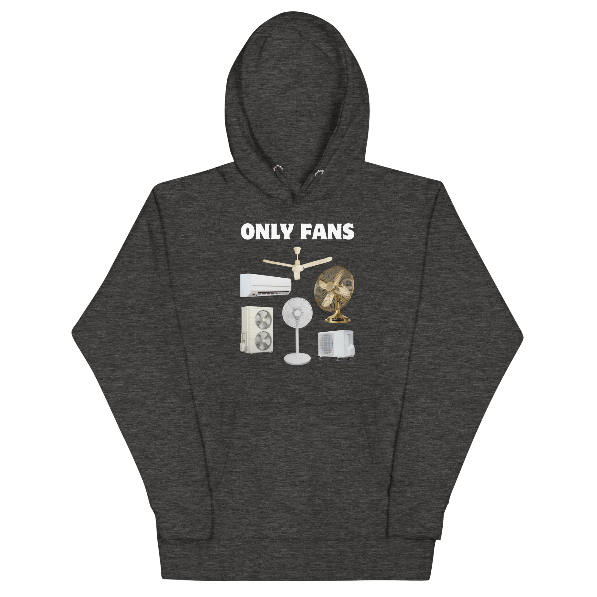 Funny Only Fans parody premium graphic hoodie in charcoal heather by Boozy Fox