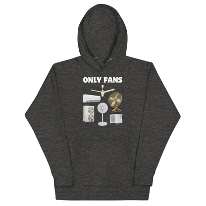 Funny Only Fans parody premium graphic hoodie in charcoal heather by Boozy Fox