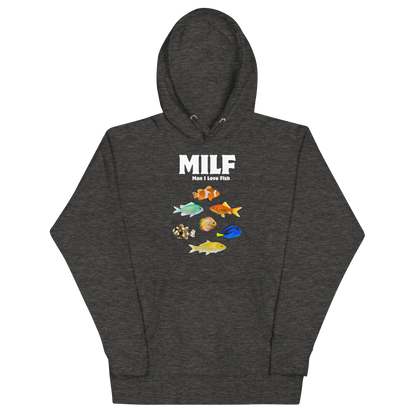 Funny Man I Love Fish premium graphic hoodie in charcoal heather by Boozy Fox