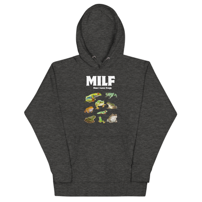 Funny Man I Love Frogs premium graphic hoodie in charcoal heather by Boozy Fox