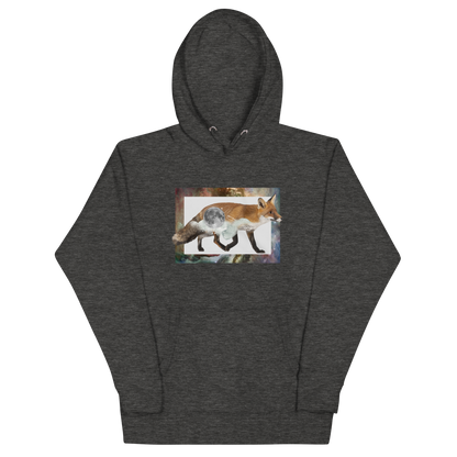 Funny Space Fox premium graphic hoodie in charcoal heather by Boozy Fox