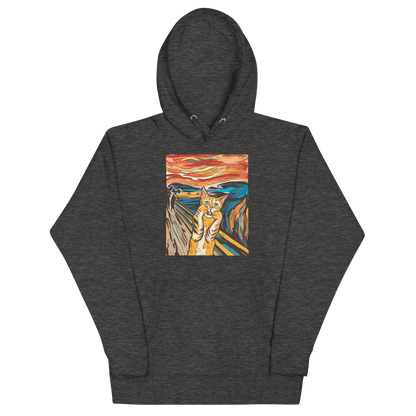 Funny The Screaming Cat parody premium graphic hoodie in charcoal heather by Boozy Fox