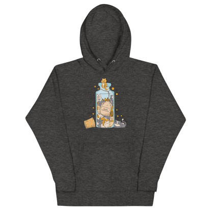Funny Purrscription: Anti-depressants Cat premium graphic hoodie in charcoal heather by Boozy Fox