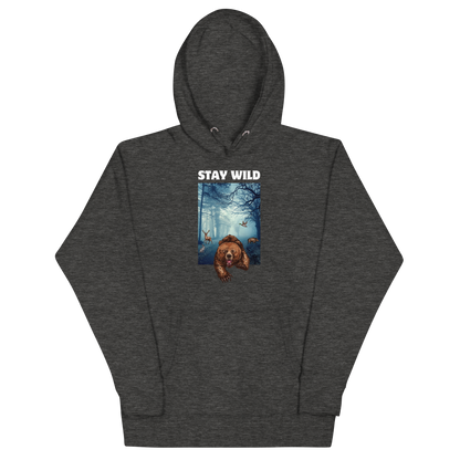 Funny Stay Wild Bear premium graphic hoodie in charcoal heather by Boozy Fox