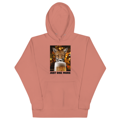 Funny Just One More Fox premium graphic hoodie in dusty rose by Boozy Fox