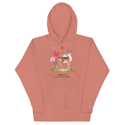 Funny Summer Is a State of Mind Deer premium graphic hoodie in dusty rose by Boozy Fox