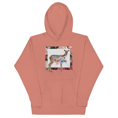 Funny Floral Deer summer premium graphic hoodie in dusty rose by Boozy Fox