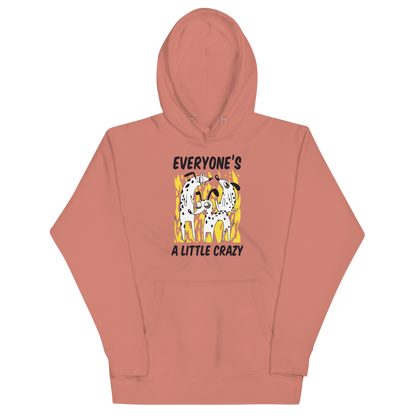 Funny Everyone's A Little Crazy dog premium graphic hoodie in dusty rose by Boozy Fox