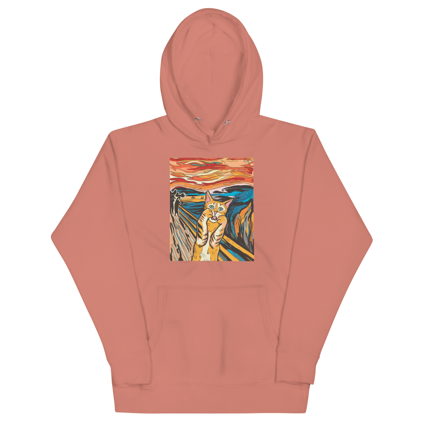 Funny The Screaming Cat parody premium graphic hoodie in dusty rose by Boozy Fox