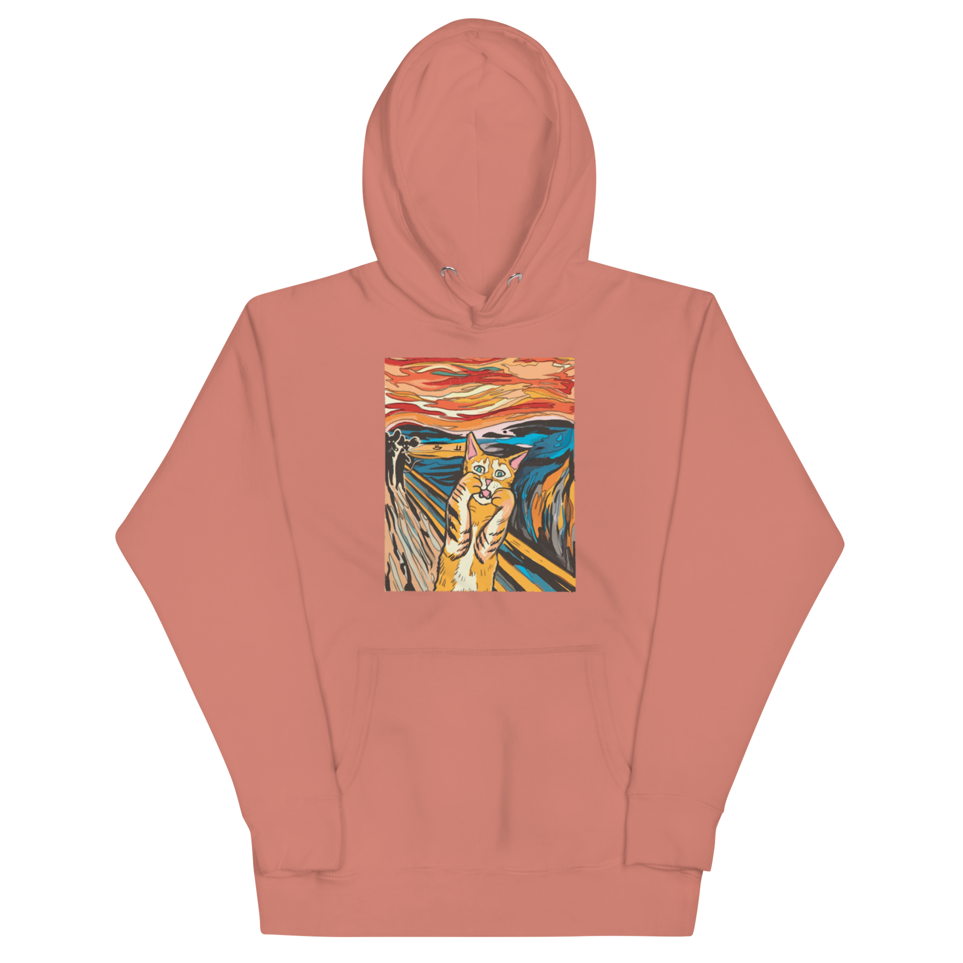 Funny The Screaming Cat parody premium graphic hoodie in dusty rose by Boozy Fox