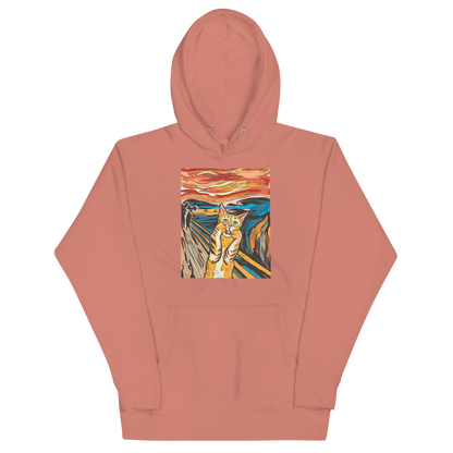 Funny The Screaming Cat parody premium graphic hoodie in dusty rose by Boozy Fox