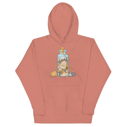 Funny Purrscription: Anti-depressants Cat premium graphic hoodie in dusty rose by Boozy Fox