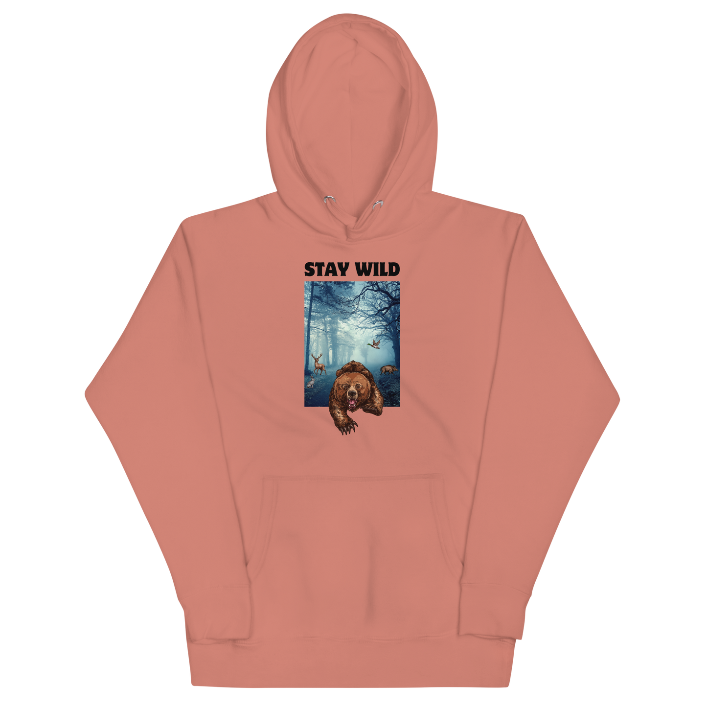 Funny Stay Wild Bear premium graphic hoodie in dusty rose by Boozy Fox