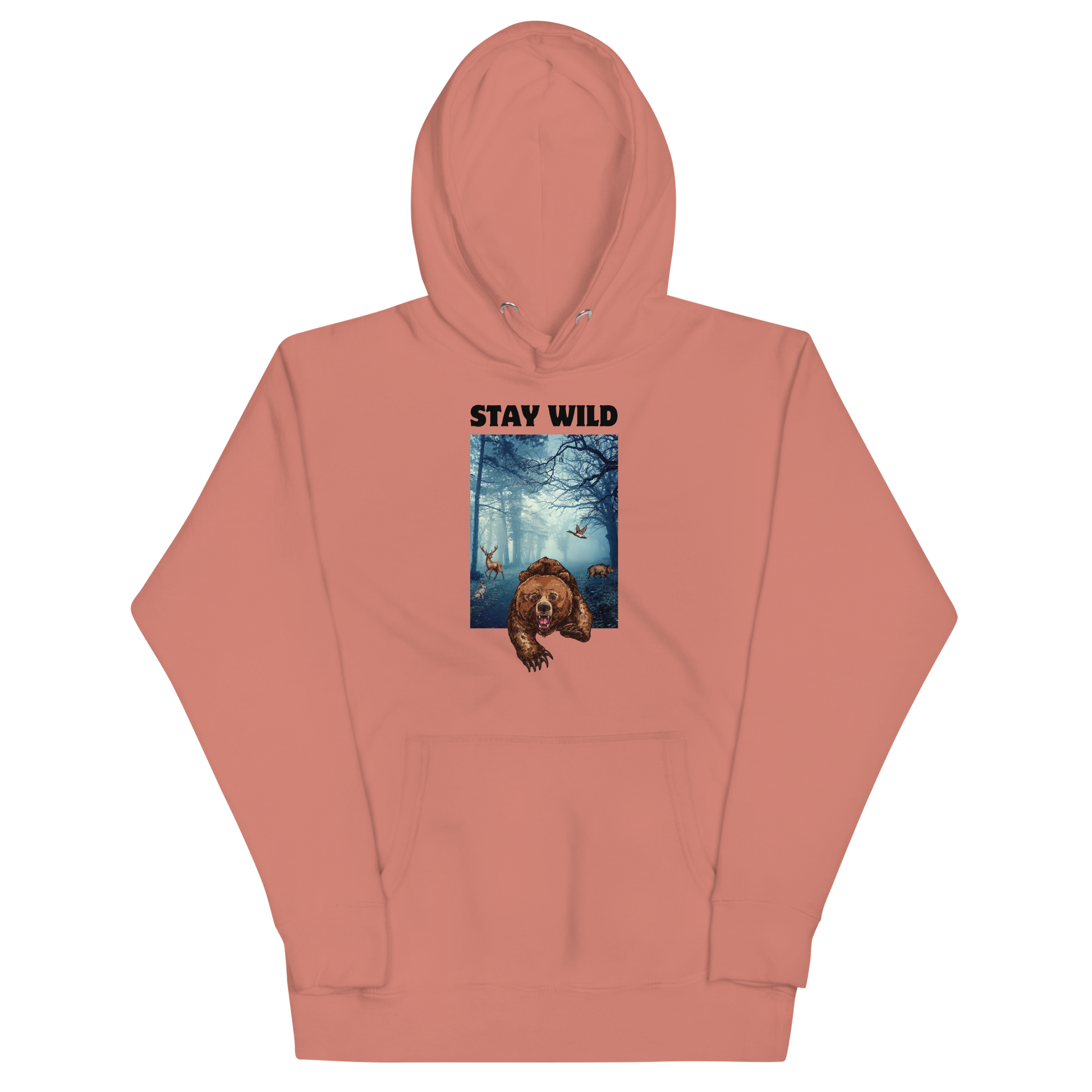 Funny Stay Wild Bear premium graphic hoodie in dusty rose by Boozy Fox