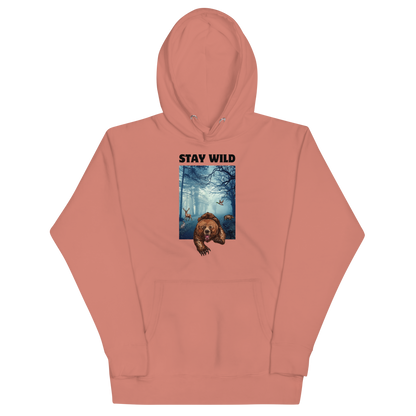 Funny Stay Wild Bear premium graphic hoodie in dusty rose by Boozy Fox