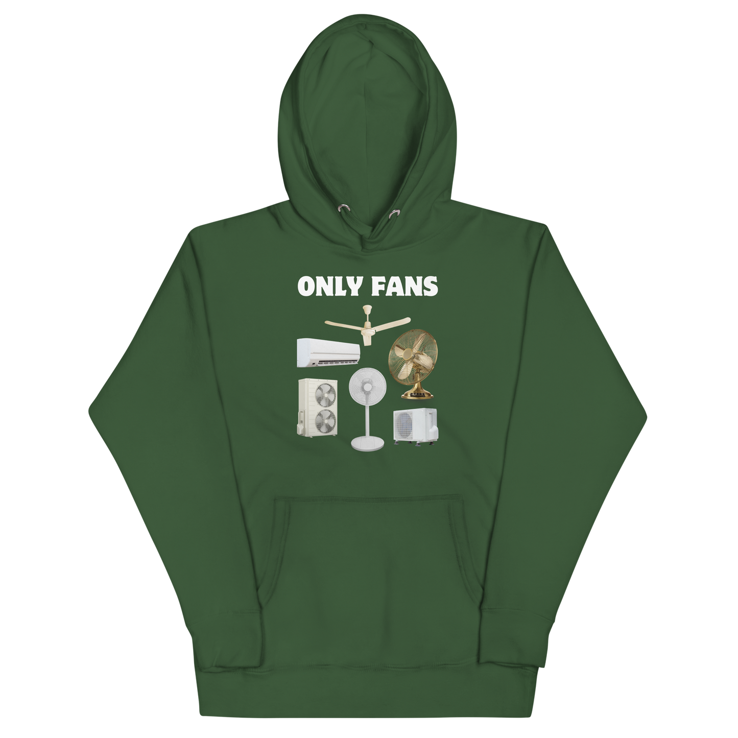 Funny Only Fans parody premium graphic hoodie in forest green by Boozy Fox