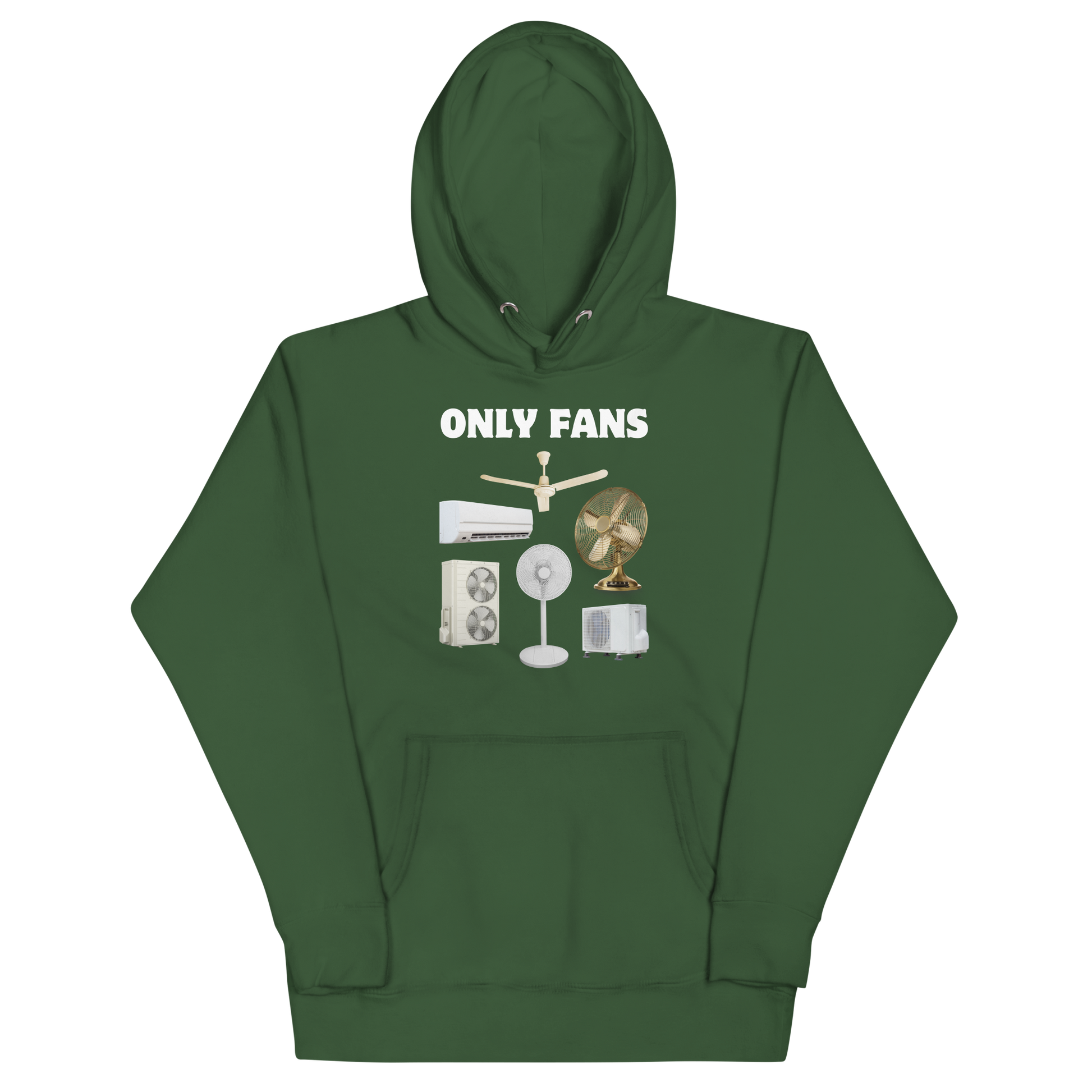 Funny Only Fans parody premium graphic hoodie in forest green by Boozy Fox