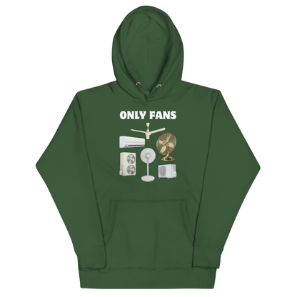 Funny Only Fans parody premium graphic hoodie in forest green by Boozy Fox