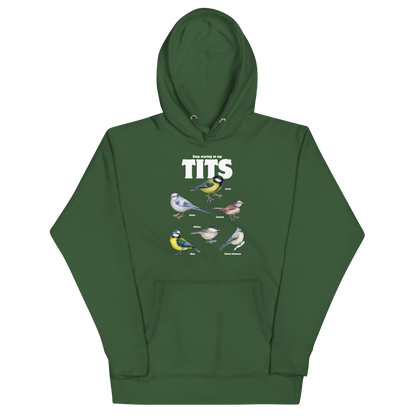 Funny Stop Staring At My Tits Bird premium graphic hoodie in forest green  by Boozy Fox