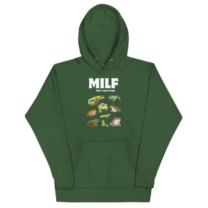 Funny Man I Love Frogs premium graphic hoodie in forest green by Boozy Fox
