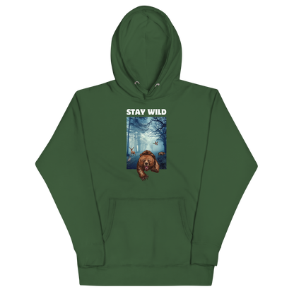 Funny Stay Wild Bear premium graphic hoodie in forest green by Boozy Fox