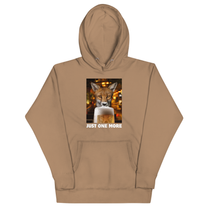 Funny Just One More Fox premium graphic hoodie in latte brown by Boozy Fox