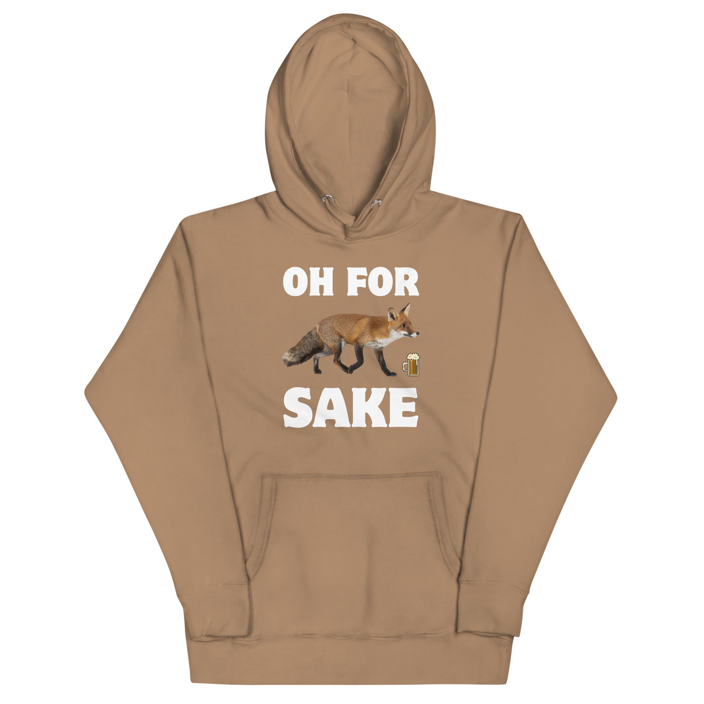 Funny Oh For Fox Sake premium graphic hoodie in latte brown by Boozy Fox