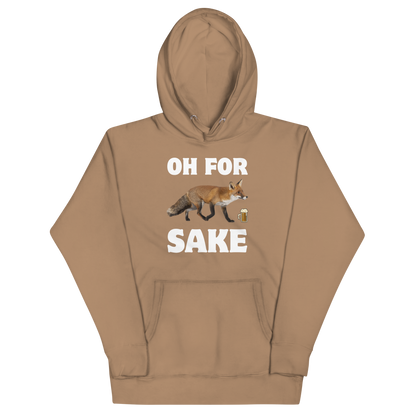 Funny Oh For Fox Sake premium graphic hoodie in latte brown by Boozy Fox