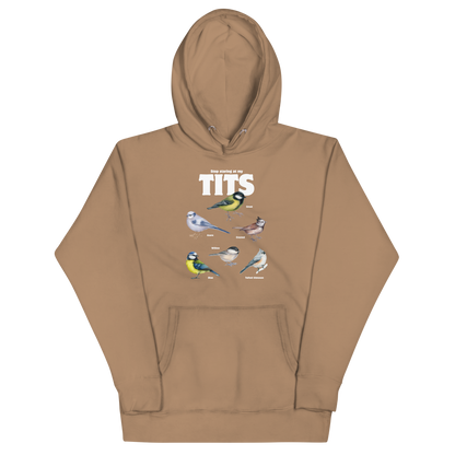 Funny Stop Staring At My Tits Bird premium graphic hoodie in latte brown by Boozy Fox