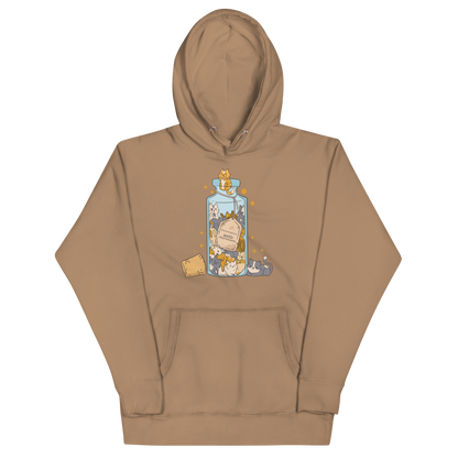 Funny Purrscription: Anti-depressants Cat premium graphic hoodie in latte brown by Boozy Fox