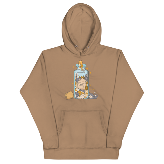 Funny Purrscription: Anti-depressants Cat premium graphic hoodie in latte brown by Boozy Fox