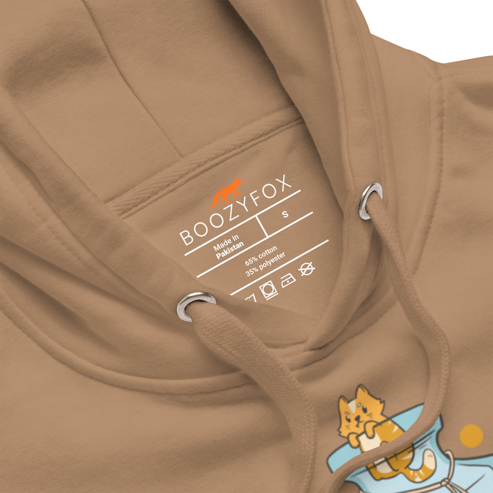 Product details of a Funny Purrscription: Anti-depressants Cat premium graphic hoodie in latte brown by Boozy Fox