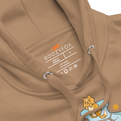 Product details of a Funny Purrscription: Anti-depressants Cat premium graphic hoodie in latte brown by Boozy Fox