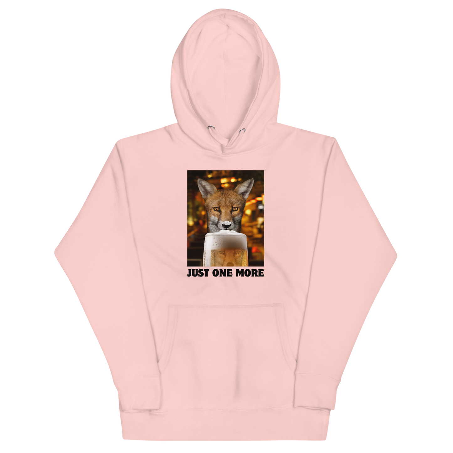 Funny Just One More Fox premium graphic hoodie in light pink by Boozy Fox