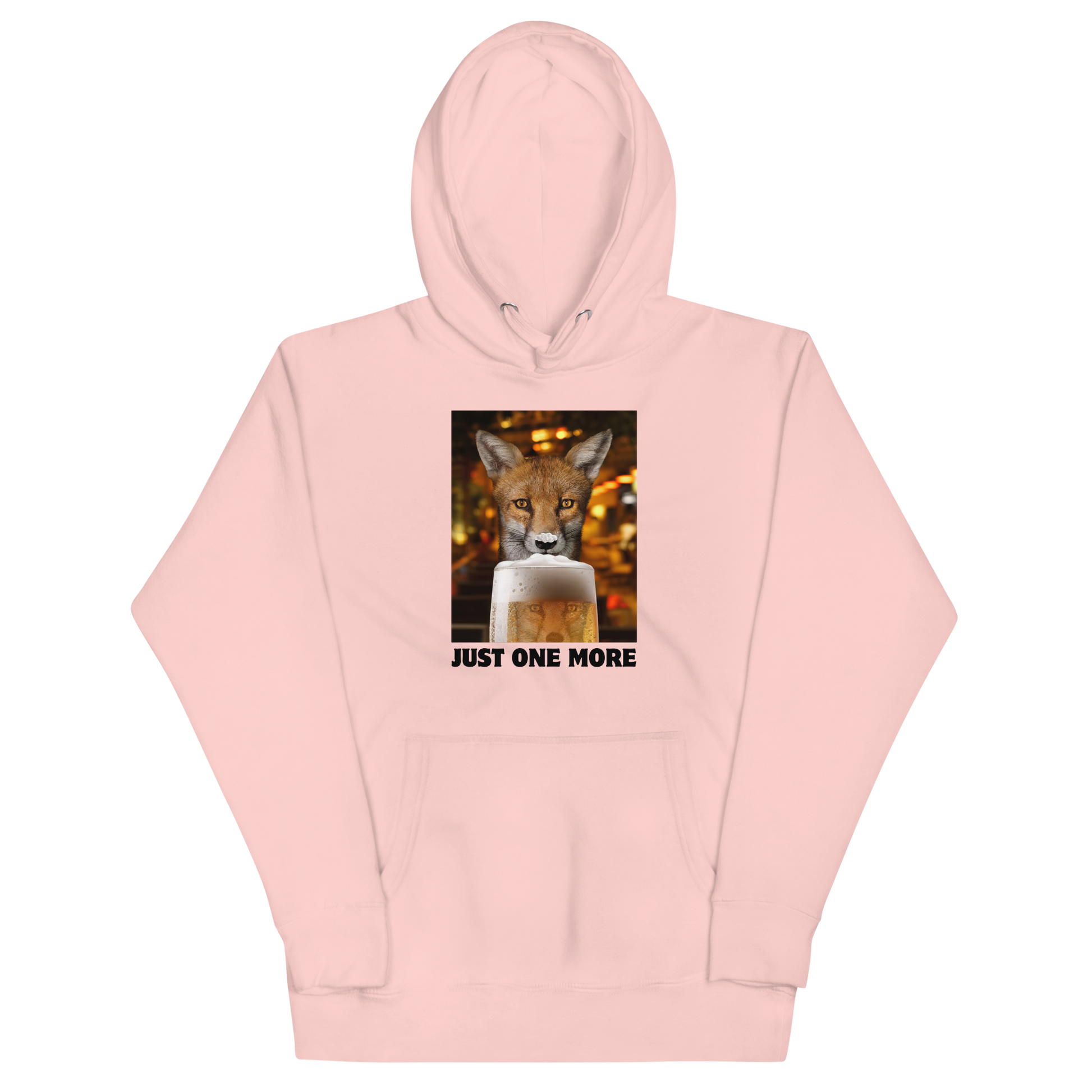 Funny Just One More Fox premium graphic hoodie in light pink by Boozy Fox